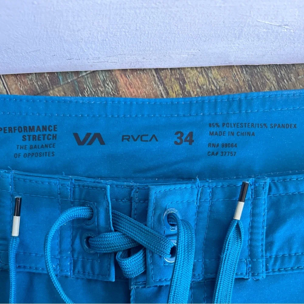 RVCA Blue and Black Board Shorts with Bold Stripes mens 34 - Picture 10 of 12